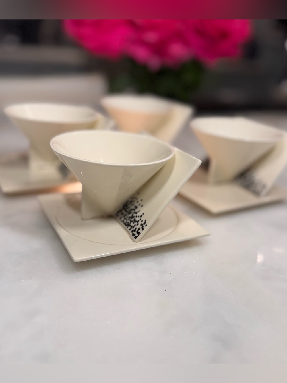 Vintage Gien France ANGLE Postmodern Bowl & Plate Set by J.C. de Castelbajac